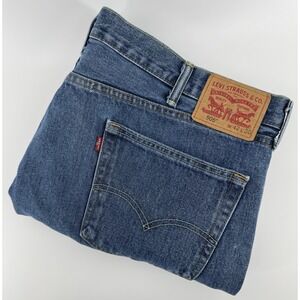 Levi's 505 Size 42x30 Blue Denim Jeans Regular Fit Straight Leg Red Tab